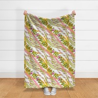 Kemeja Wanita Pikake Pink Lokelani Plumeria Light Sage Outline Putih 100% Katun Stretch Ramah Lingkungan Bahan Poplin Eropa