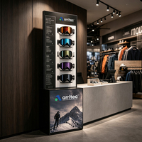 Présentoir métallique personnalisé pour lunettes de ski et de snowboard avec logo pour magasin de snowboard et présentation extérieure