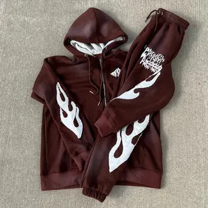 Custom Hooodie Crop Heavy Weight Oversized Zip Up Distressed Embroidered Hoodie