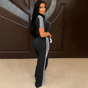 Logo personalizzato primavera <span class=keywords><strong>donna</strong></span> manica corta colletto alto con cerniera anteriore Crop Top <span class=keywords><strong>donna</strong></span> Casual due pezzi Set - Product Image 3