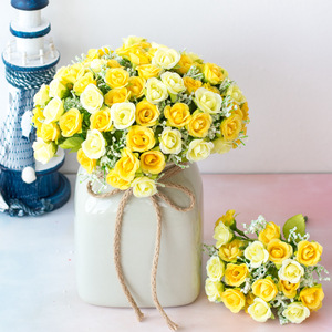 Rosa Artificiale con 21 Teste e 7 Rami, Fiore di Seta per Matrimoni, Vendita all'Ingrosso - Product Image 3