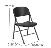 Chaise pliante moderne en plastique, capacité 330 lb, avec structure anthracite, noir/blanc, pour repas en plein air, parcs, cours, événements de mariage