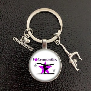 Hot Sale Custom Metal Carabiner Keychain I for Love Gymnastics Time Gem Pendant Cute Cartoon Glass Keychain - Product Image 6