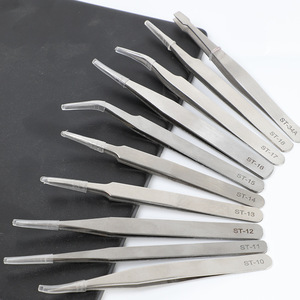 Dr. Pince à épiler géante en acier inoxydable, style ST, pointe arrondie de 1,5 mm, courbée pour la réparation des extensions de cils et l'application d'autocollants - Product Image 1