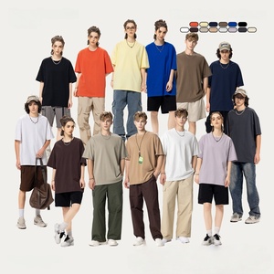 305gsm Thick 100% Cotton Knitted Short Sleeve T-Shirt Prime Quality Custom Logo Heavy <b>Weight</b> Oversized Multi Color Men - Product Image 2