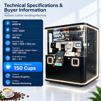 KI-gesteuerter Roboter-Kaffeeautomat Intelligenter Kaffee-Kiosk Automatisierter Espresso- und Latte-Spender für Büro, Einkaufszentrum, Hotel