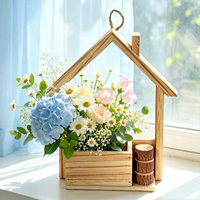Jardinière suspendue en bambou en forme de maison, support mural en bois pour pot de fleurs pour la décoration du jardin