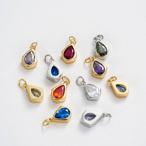 Pendentifs Goutte d'Eau en Zirconium en Acier Inoxydable 316L Plaqué Or 14k 18k Anti-ternissement, Breloque Pierre de Naissance pour la Fabrication de Bijoux - Product Image 4