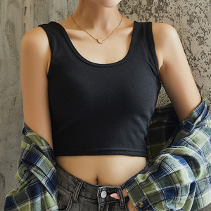 Geraffte Tanktops für Damen: Dünne, groß<span class=keywords><strong>e</strong></span> Größen, schmal geschnitten, Vintage-Polyester, als Unterwäsche, Anti-Exposition, vielseitige Basisschicht - Product Image 4