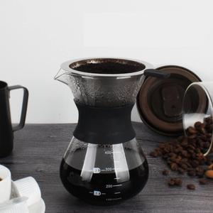 Verser Sur la Cafetière Ensemble Elégant <span class=keywords><strong>Café</strong></span> Pot Verre Carafe et <span class=keywords><strong>Permanent</strong></span> En Acier Inoxydable <span class=keywords><strong>Filtre</strong></span> À <span class=keywords><strong>Café</strong></span> - Product Image 1