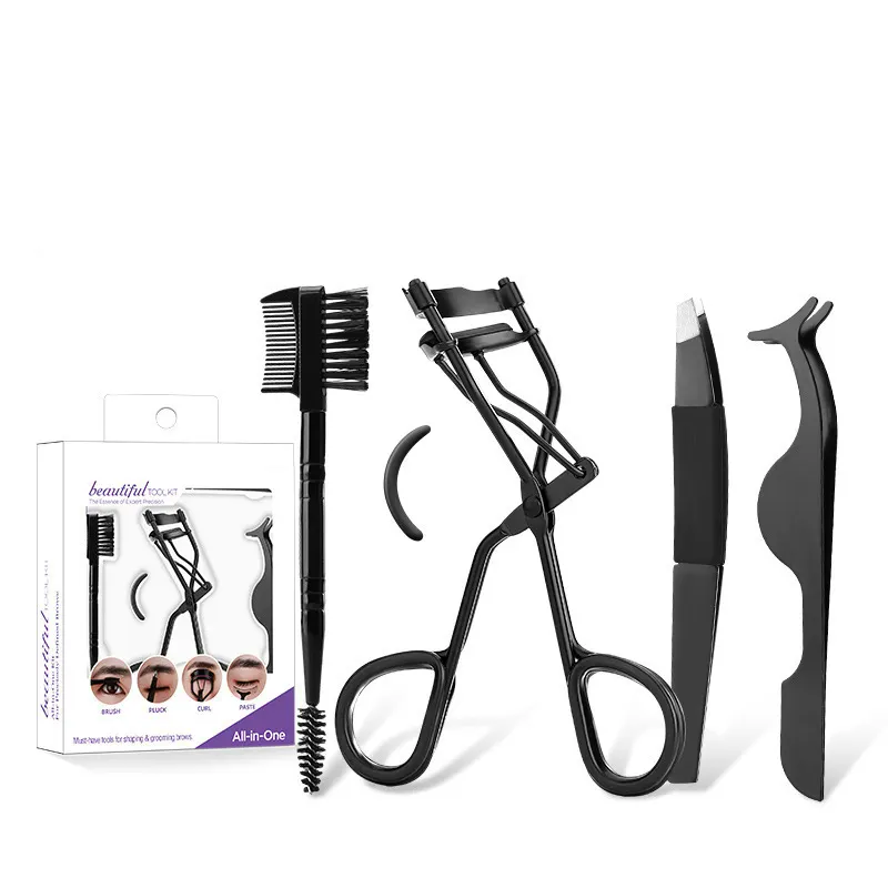 High quality trendy portable travel stainless steel curved professional custom tool mini comb eyelash curler set