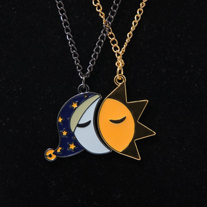 Collier d'amitié soleil et lune unisexe avec perle et émail <span class=keywords><strong>FNaF</strong></span>, bijou fantaisie, cadeau pour hommes, femmes, fans, filles, garçons - Product Image 4