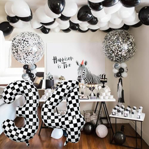 Black White Checkered Numbers 0-9 Foil <b>Balloon</b>, 40 Inch <b>Balloon</b> for Kids Birthday Party Supplies - Product Image 5