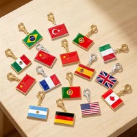 Bracelet à breloques drapeau national 10*66 mm en acier inoxydable plaqué or véritable, unisexe, tendance, cadeau fête des Mères, pour enregistrer vos souvenirs