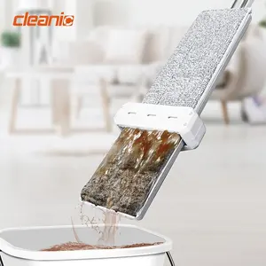Top trending 360 degree manual squeeze dry flat head microfiber mop with 3 section stainless steel handle