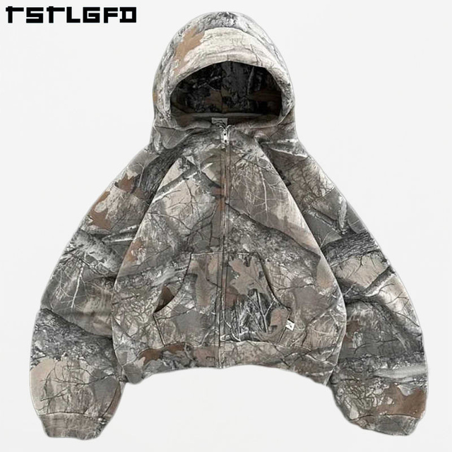 Manufacturer Hunting Camouflage Custom Streetwear Hoddie All Over Digital Printed Oversized Boxy Real Tree Camo Hoodie Men