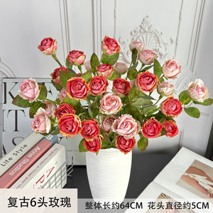 Bouquet de roses artificielles en soie Jinxi, style vintage réaliste, décoration de mariage et de maison, 10 pièces - Product Image 5