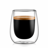 Tasses à café en verre à double paroi transparentes, faites à la main, personnalisables, en vente