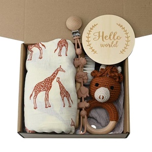 Edredón Lovey para bebé, manta de seguridad, regalo, sonajero de madera de ganchillo, peine, soporte para chupete, manta envolvente de muselina de algodón de Bambú - Product Image 2