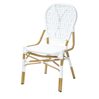 Chaise de jardin en aluminium et rotin PE tressé, motif papillon, fabriquée à la main en usine, pour terrasse et bistro