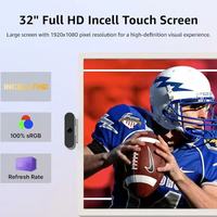 Layar Sentuh Interaktif Android 4K LED 120Hz Bersertifikasi Google 27/32 Inci dengan Dudukan Baterai, TV Pintar Portabel Nirkabel