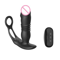 Vibromasseur Anal Mâle Télécommandé avec Anneau Pénien Retardateur d'Éjaculation, Buttplug Télescopique et Massage de la Prostate