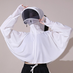 Veste à capuche personnalisée pour femme en soie glacée UPF50+ avec visière, protection UV respirante, idéale pour le cyclisme, les activités de plein air et la conduite - Product Image 6