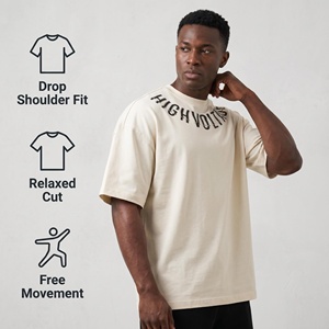 T-shirt Oversize Personalizzata 100% Cotone Pesante con Spalle Cadenti e Stampa Grafica Streetwear Vestibilità Boxy da Uomo - Product Image 1