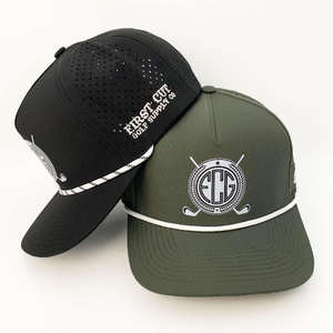 Casquettes de baseball sportives personnalisées en gros, 5 panneaux, logo en PVC caoutchouc, profil moyen, imperméables, avec trous laser, cordon, gorras - Product Image 4