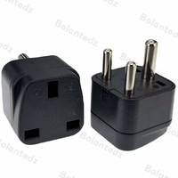 Adaptateur de prise électrique de voyage pour l'Afrique du Sud, Dubaï, l'Arabie Saoudite, l'Inde, le Pakistan, type D 10A250V, couleur noire, prise anglaise