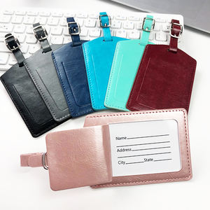 Etiqueta de Equipaje Personalizada de Cuero PU con Logotipo, Duradera, para Maletas de Viaje de Negocios, con Correa e Inserto para Tarjeta de Datos Personales - Product Image 1