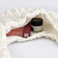 Mini sac fourre-tout en tissu texturé avec poignée nouée, pliable, léger, motif quadrillé, simple couche, pour femme, pour le quotidien