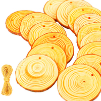 Décorations artisanales en bois pour Noël, ensemble d'ornements en rondelles de bois, décoration rustique pour sapin de Noël, étiquettes en bois à suspendre