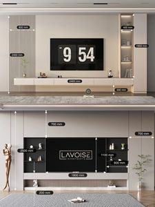 Mobile <span class=keywords><strong>TV</strong></span> a Parete Integrato Modulare con <span class=keywords><strong>Dimensioni</strong></span> Personalizzabili - Arredamento da Soggiorno in Legno Ecologico e Resistente - Product Image 3