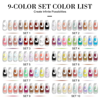 Limegirl 9 Couleur Pat Pat Gel Gradient Peinture Gel Ensemble Avec Éponge Nail Stamping Plate Kit Hema Free Gradient Nail Supply Kit