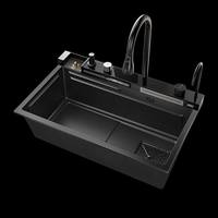 Édition en gros : Évier de cuisine intelligent à affichage numérique LED, multifonction, cascade, en acier inoxydable, double bac avec deux trous
