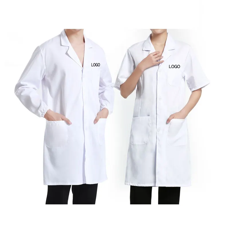 Jas Dokter Uniseks Oem Kustom Jas Scrub Jas Putih Dokter Premium untuk Dokter dan Perawat Jas Lab