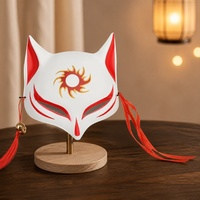 Masque de cosplay intégral en plastique Kitsune Fox Yokai violet pour Halloween et remise des diplômes - Écologique et imperméable