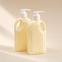 Bouteille plate en PEHD de 500 ml avec poignée et pompe pour gel douche, shampoing, après-shampoing, soins capillaires, liquide vaisselle