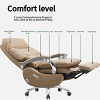 Chaise de direction de bureau à domicile confortable en cuir PU haut de gamme, en alliage de fer, électrique, réglable, avec cadre en bois