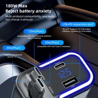 Chargeur de voiture multifonctionnel double avec écran d'éclairage d'ambiance et câble d'extension rapide pour récepteur numérique de voiture