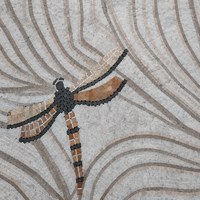 Mosaïque murale en pierre naturelle inspirée de la nature, papillon, libellule, art personnalisé en pierre naturelle coupée pour la décoration murale, hôtel, appartement