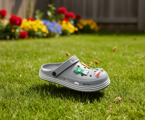 Children's Gray <b>Clogs</b> Size 23 With Animated Pins Summer Sporty Slip-On Sandals - Product Image 2