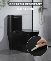 Cuvette de toilettes monobloc OVS Cupc style nord-américain en porcelaine noire, à double chasse, moderne, allongée, avec siphon canadien