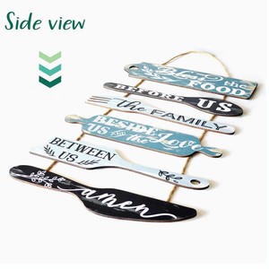 Décoration <span class=keywords><strong>murale</strong></span> personnalisée Bless Food Us Farmhouse, collage Art Déco en bois, 6 panneaux, grande enseigne <span class=keywords><strong>murale</strong></span> suspendue avec corde - Product Image 4