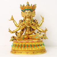 Sculpture tibétaine personnalisée de la Sainte Mère Bouddha, en cuivre plaqué or, faite à la main, design professionnel, directement de l'usine