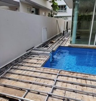 Dalles de terrasse modulaires modernes en composite WPC pour extérieur, imperméables, antidérapantes, écologiques, avec cadre de quille réglable