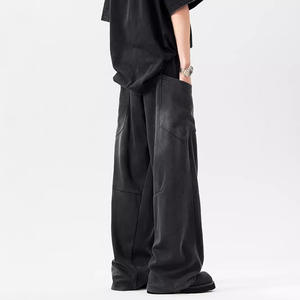 American Style Lightweight Design Pure Cotton Casual Spring Trendy Loose Straight Scimitar Pants <b>Men</b> Wide Leg Sweatpants Painted - Product Image 3