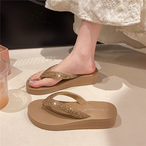 Nouvelles sandales de plage 2026 pour femmes – Tongs compensées à plateforme avec strass, idéales pour l'été et la plage - Product Image 4