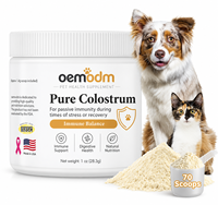 Poudre de colostrum bovin pur pour chiens et chats, soutien immunitaire IgG, santé intestinale, compléments alimentaires pour animaux de compagnie, OEM ODM, marque privée
